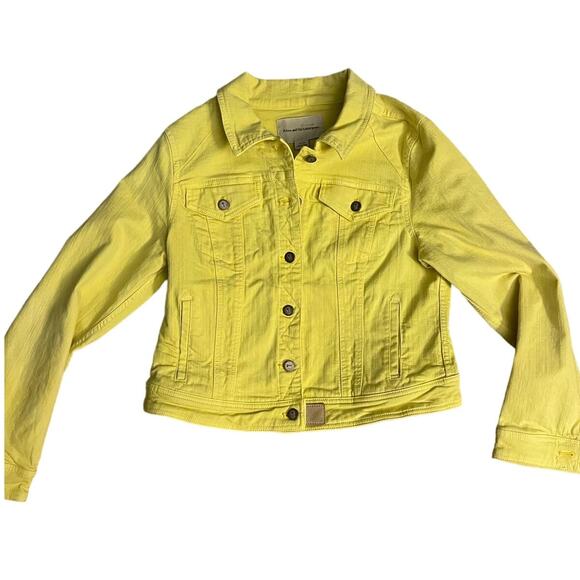 Anthropologie Pilcro‎ and the Letterpress Yellow Denim Jacket Size Large Petite - Picture 2 of 9